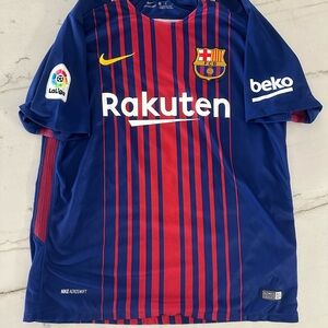 Nike Dri Fit FC Barcelona Rakuten 2017-2018 Lionel Messi #10 Soccer Jersey Sz M